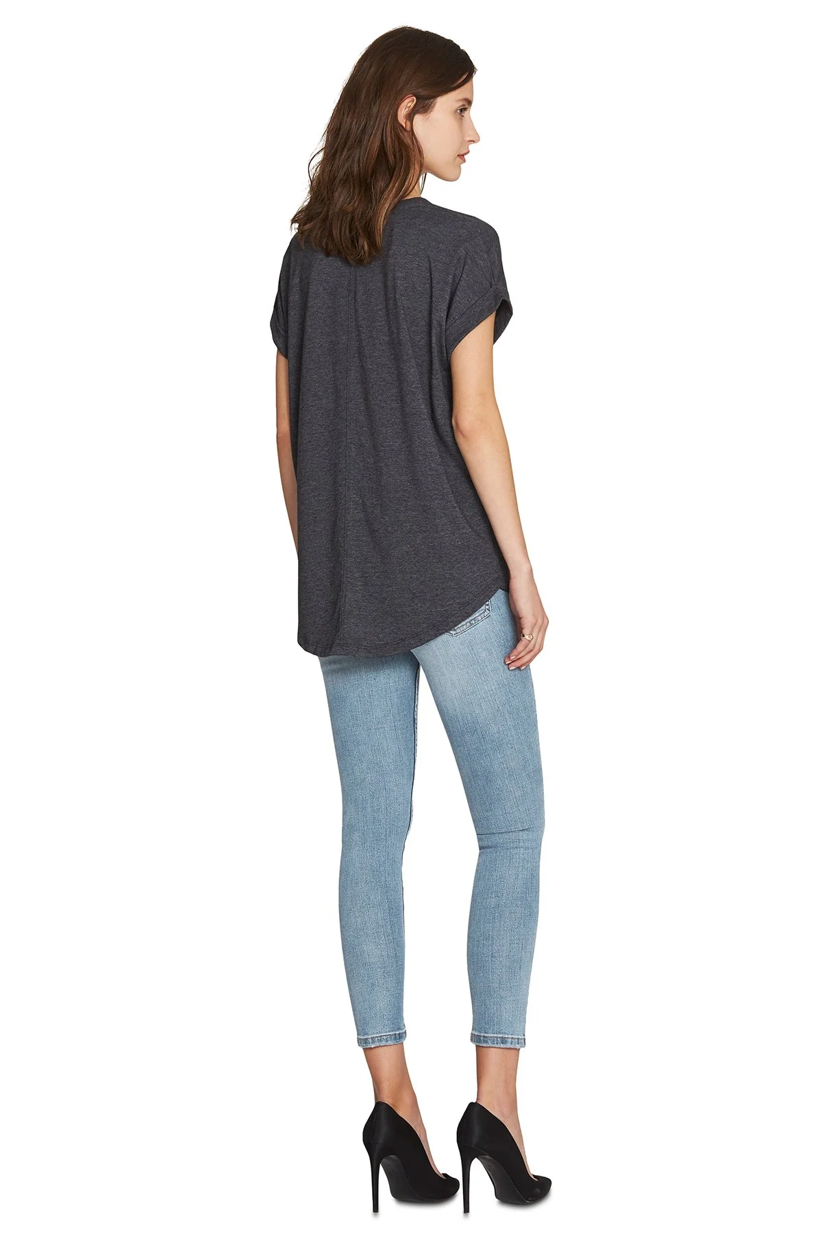 Black Logo Roll Sleeve Tee - Image 5