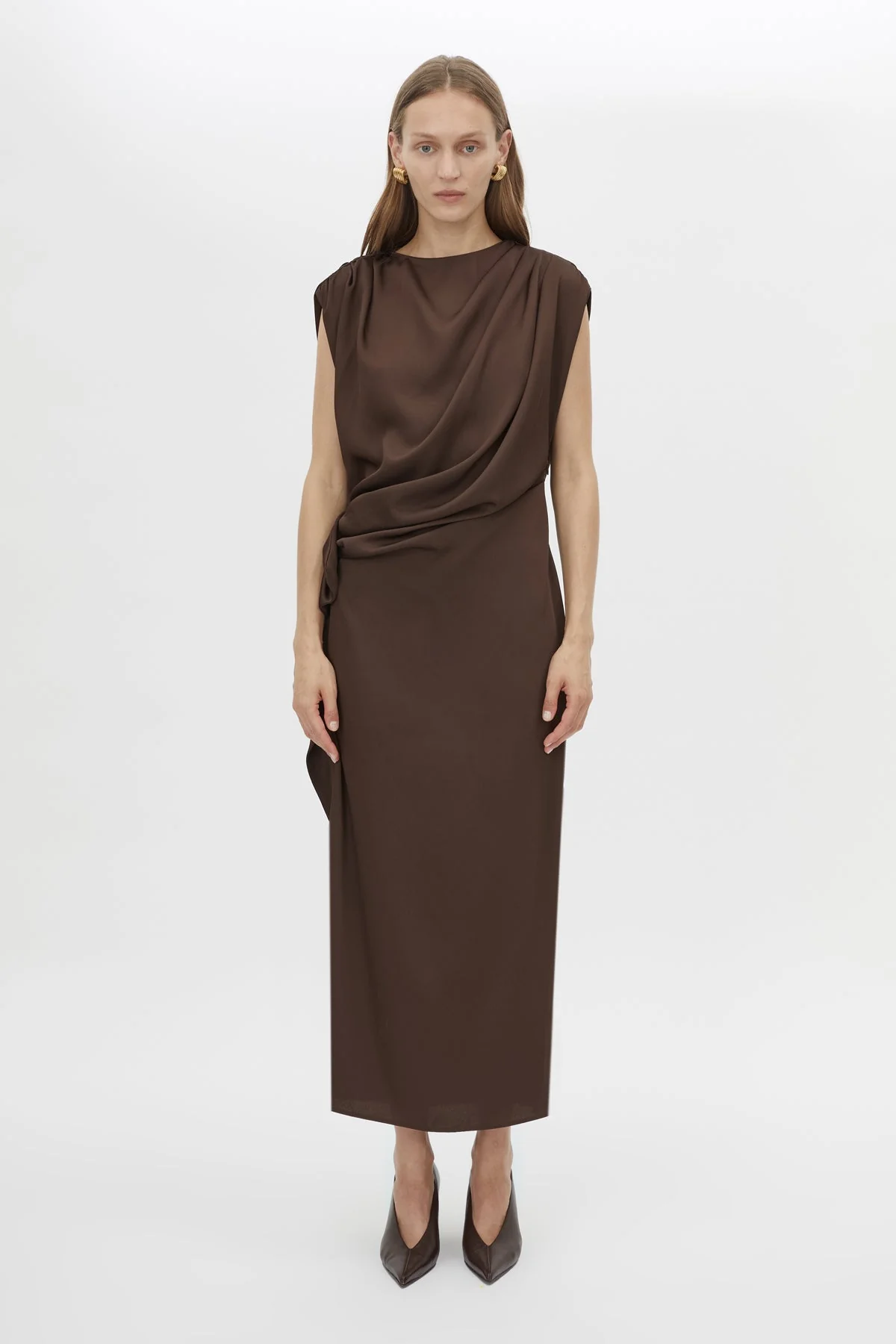 Elowyn Drape Detail Midi Dress - Image 3
