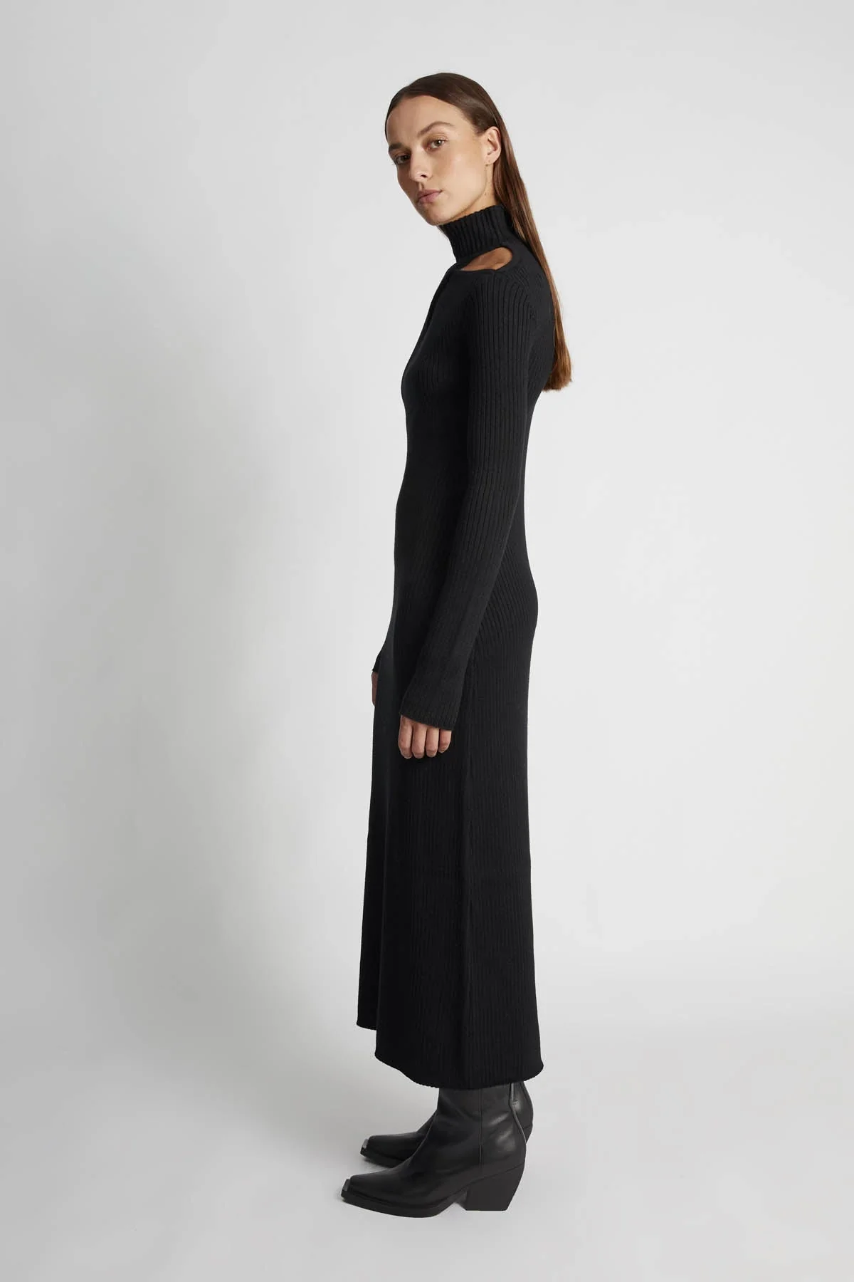 Gray Rib Knit Dress - Image 2