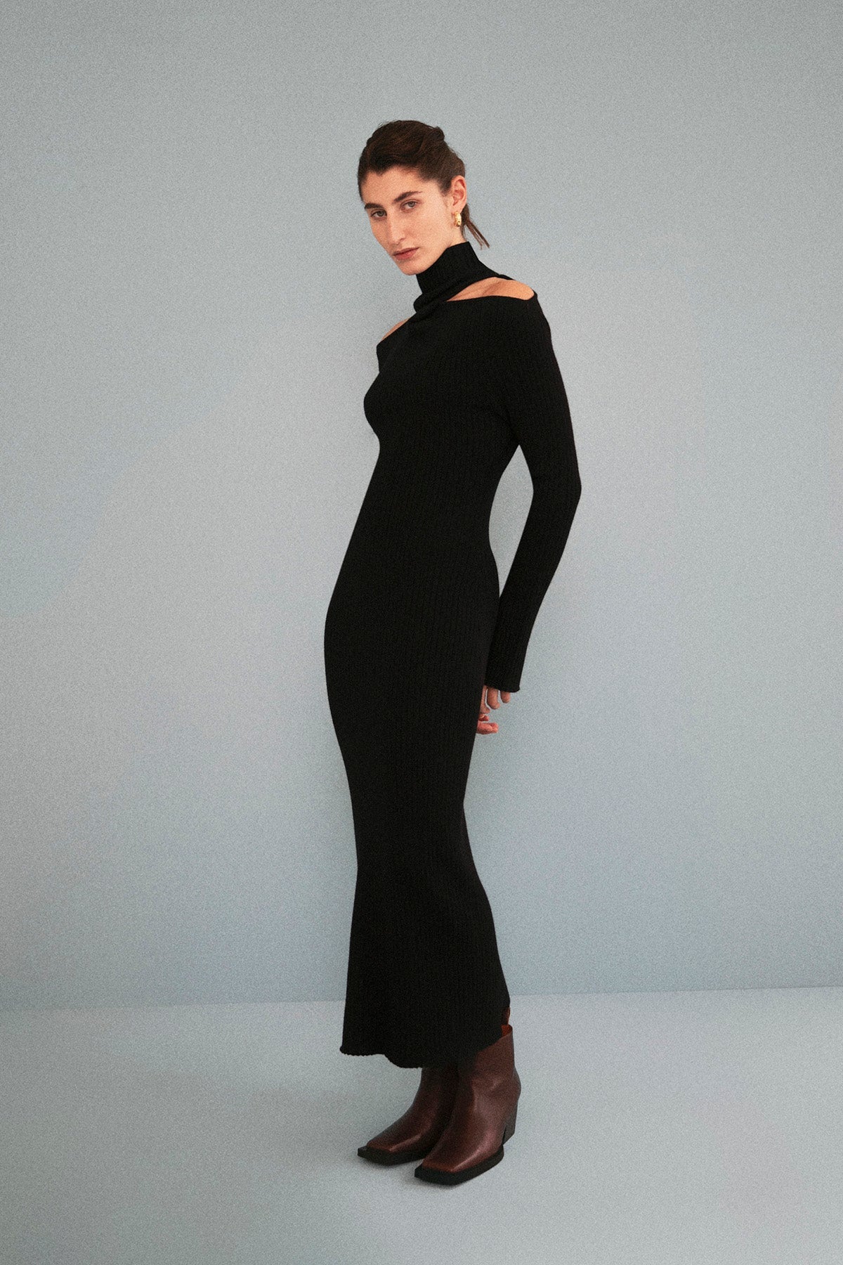 Gray Rib Knit Dress - Image 5