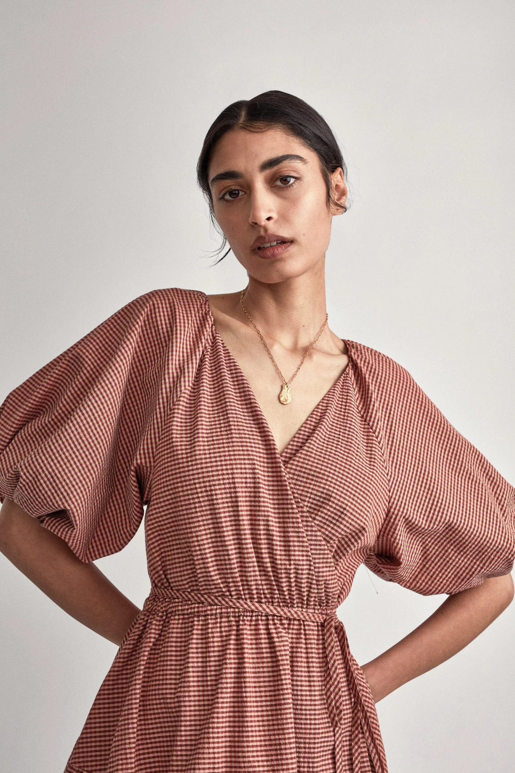 Vega Check Mini Wrap Dress - Image 2
